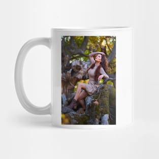 Beautiful woman posing in autumn colors Mug